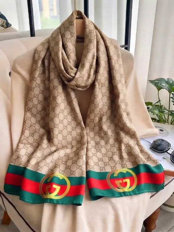 Gucci Print Luxury Beige Scarf