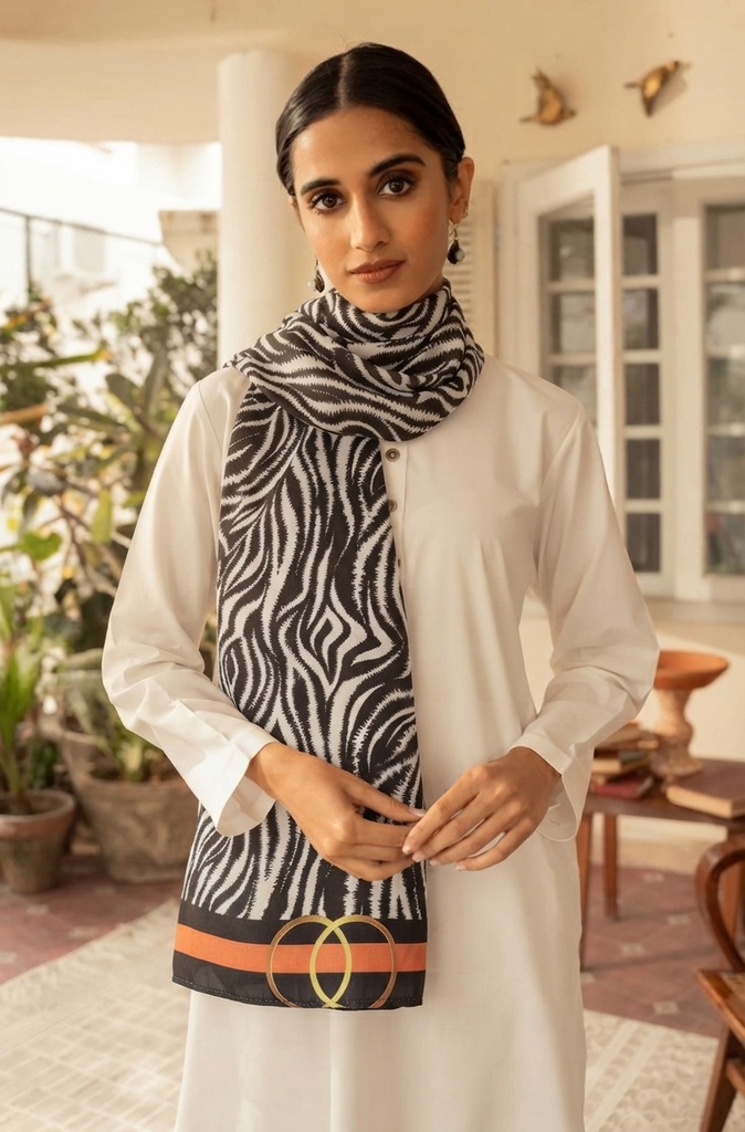 Zebra Print Luxury Black Scarf
