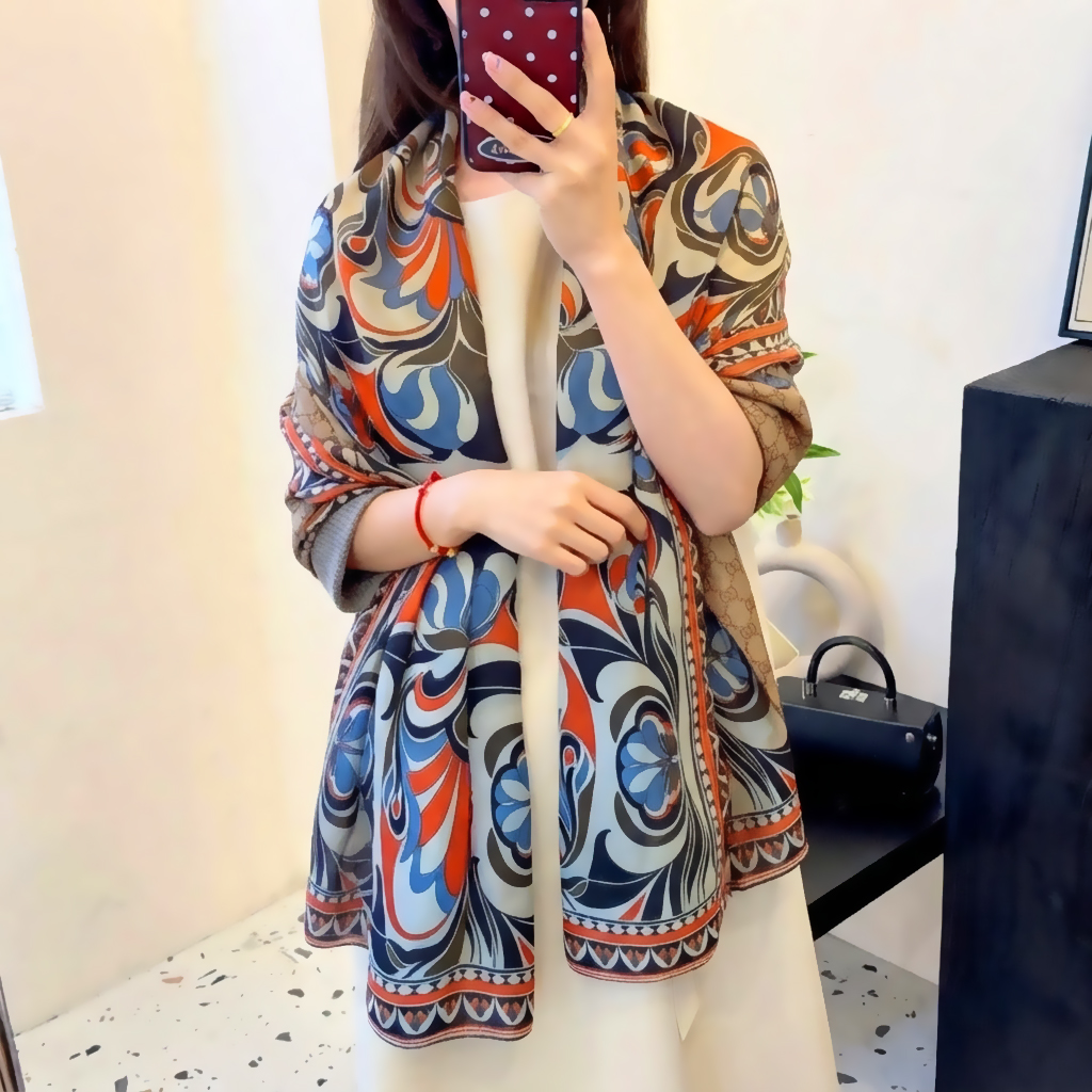 Retro Swirl Luxury Multicolor Scarf