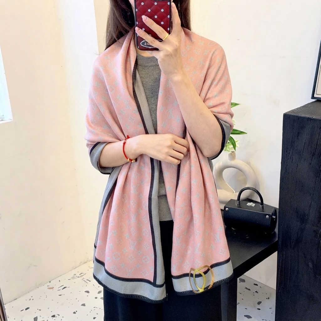 LV Print Luxury Pink Scarf