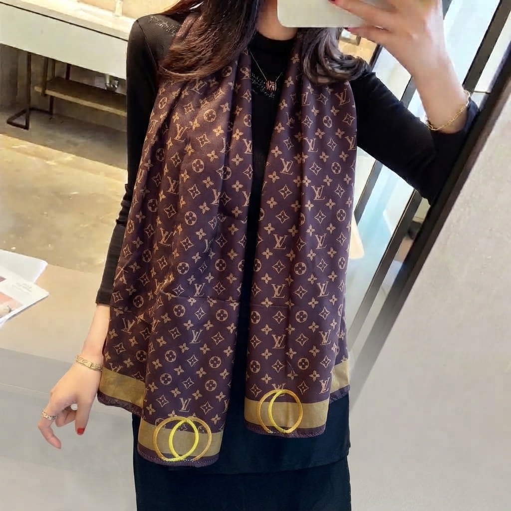 LV Print Luxury Brown Scarf