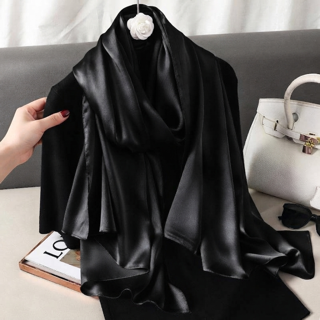 Classic Black Solid Scarf